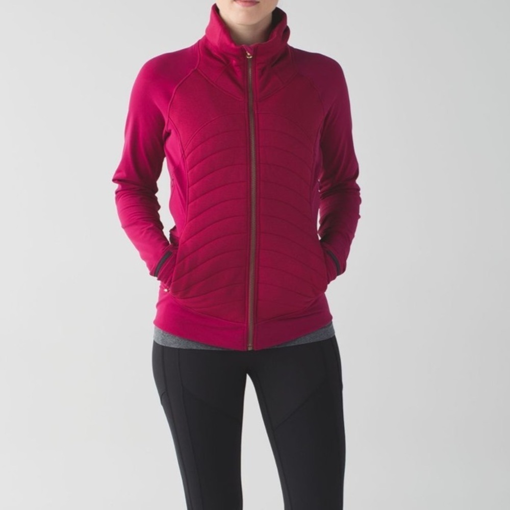 Lululemon Fleece Out Jacket Full Zip Berry Rumble Zipper Vents Size 6 - Picture 12 of 16
